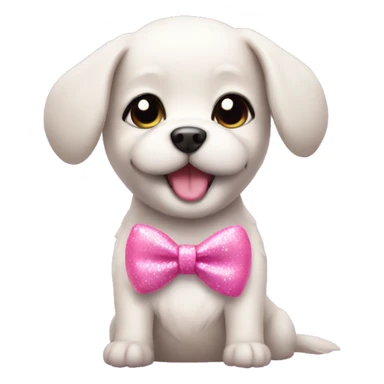 Cute dog wearing a pink bow with sparkles around sticker