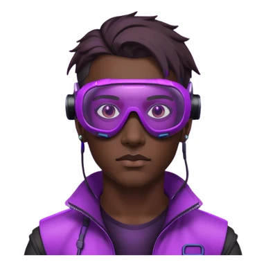 Cyberpunk man head 3d puruple cyber VR -glasses sticker