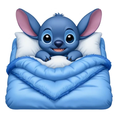 Stitch in bed snuggled sticker