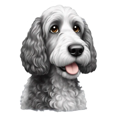 black and white doodle tall cockapoo  sticker