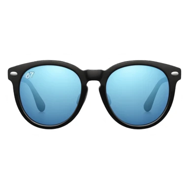 Sunglasses with the number 67 on them sticker