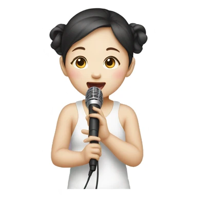 korean baby girl singing with a mic sticker