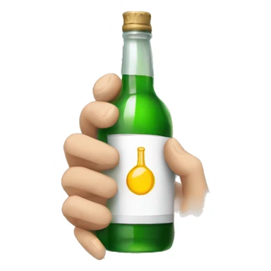 Hand holding a bottle of alcohol sticker