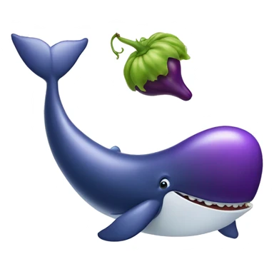 Whale eating an eggplant sticker