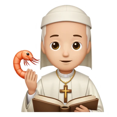 A shrimp wearing priest clothes sticker