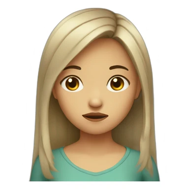 Girl with middle hair sad with 1 tear sticker