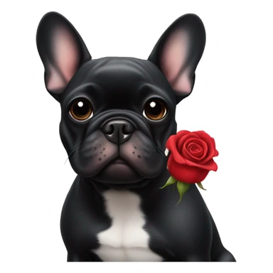 French bulldog black with rose sticker
