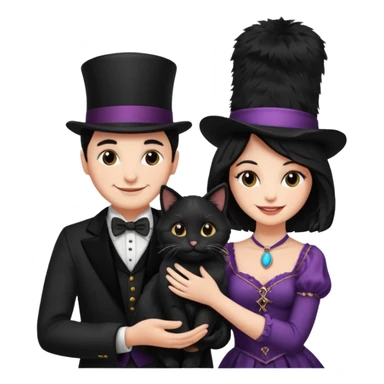 magician couple and their pet cat sticker
