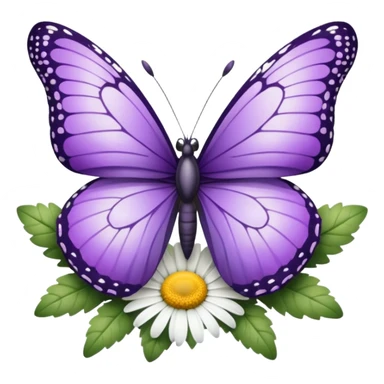 purple butterfly on a daisy  sticker