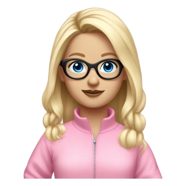 dancing-fair-haired-white-girl-pink-oversize-tracksuit-black-glasses-blue-eyes sticker