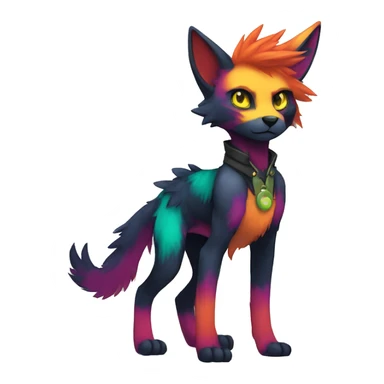 Edgy colorful anthro fursona Fakemon sticker