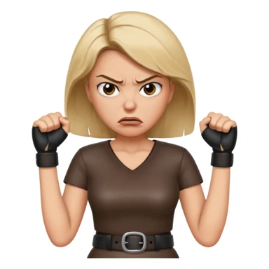 mom with a belt in her two hands and an angry expression on her face sticker