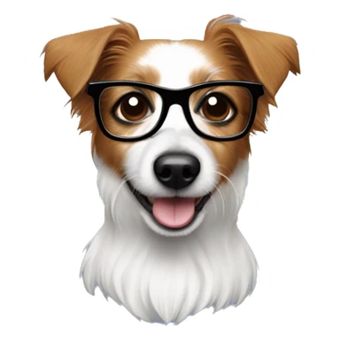 Long haired Jack Russell dog with glasses on  sticker