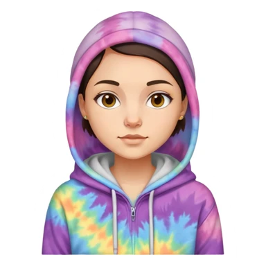 shaved haired brunette girl with an Ohio beanie on and a tiedye hoodie sticker