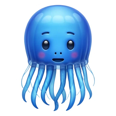 jelly fish, no face, blue, apple emoji style sticker