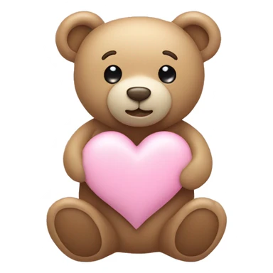 beige teddy bear and a pink pastel heart sticker