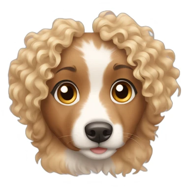 Curly blonde girl with an Australian shepherd sticker