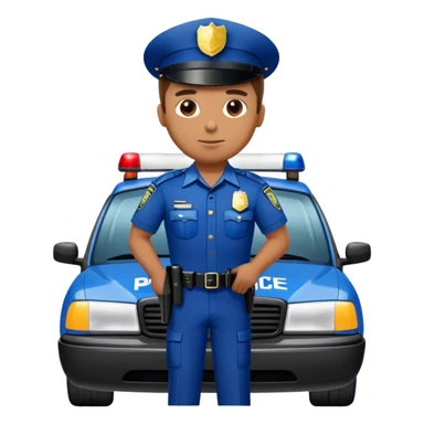 Police officer with his car sticker