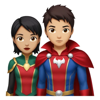 Solo poly platonic relationship, one is south African girl, one is Asian boy, one is biracial features Asian tomboy girl, vampire and marvel cosplay elements inspired. sticker