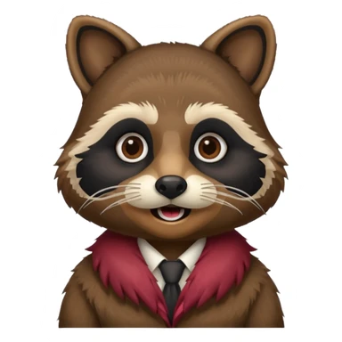 black racoon holding a human mustache sticker