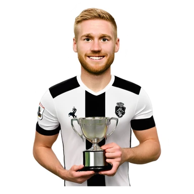 Derby county football club player holding trophy  sticker