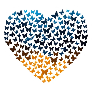 butterfly swarm forming heart silhouette sticker
