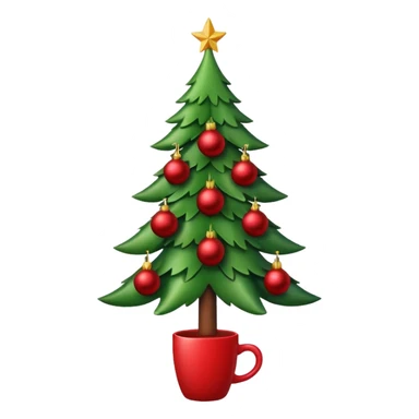 christmas tree with red balls and just the coffe stem down sticker