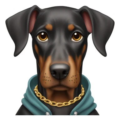 Doberman dog with hoodie and necklace  sticker