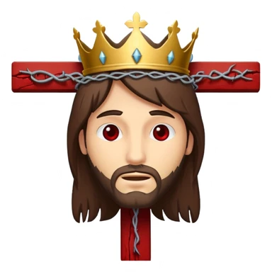 Christ hanging on the cross with the crown of thorns and the blood on him sticker