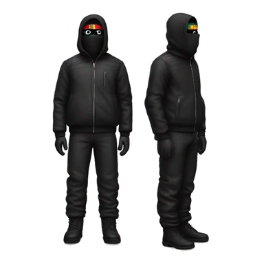 Generate ma a german roadmenwith a gucci bag an fullblack outfit and a ski mask standing full body + legs looking at the camera sticker