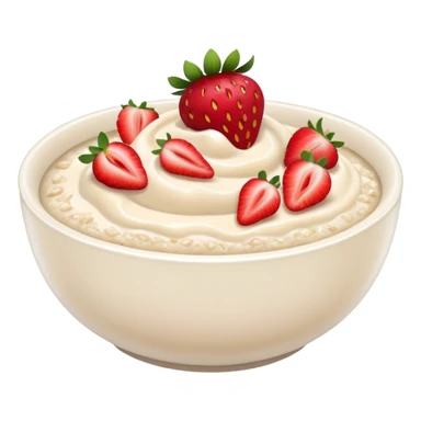 A bowl of porridge with strawberries sticker