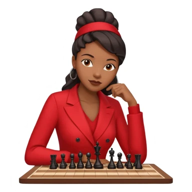 black woman chess players in red outfits sticker
