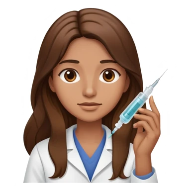 Enfermera con pelo largo cafe y una inyeccion  sticker