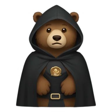 Grizzly Bear Wearing Black Samurai Cloak And Cape. sticker