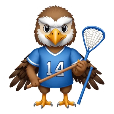 Eagle with lacrosse stick blue jersey sticker