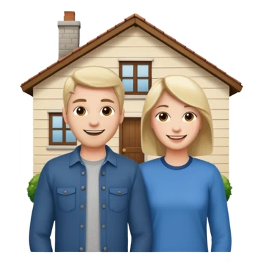 house with 2 people standing to it's side sticker