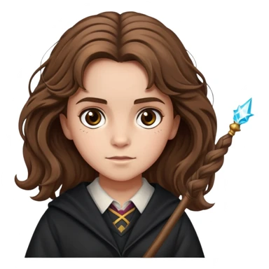 Hermione Granger with bushy brown hair and wand sticker