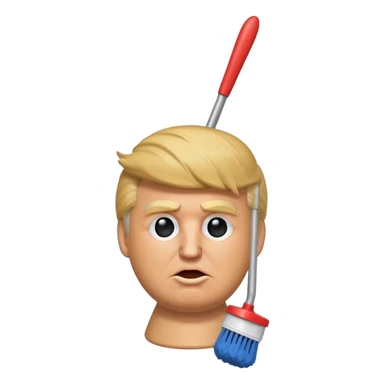 a donald trump shaped toilet brush with shit stains sticker