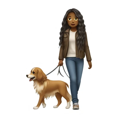 A Girl with Long hair goes with her dog  sticker