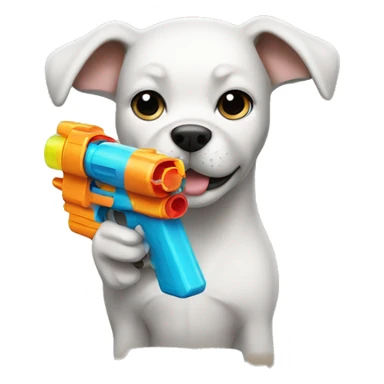 Dog with a water gun sticker