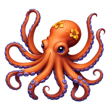 Octopus with flowers sticker