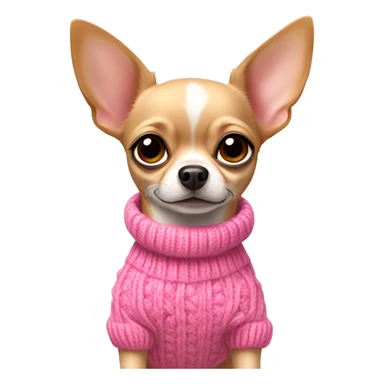 Chihuahua beige with big ears wearing pink sweater  sticker