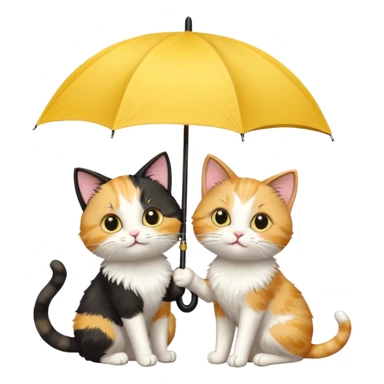 Cats with yellow umbrella sticker