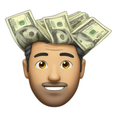 man with some cash on head sticker