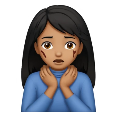 black hair brown skin girl chocking herself on her neck with her hands crossed around her neck  sticker