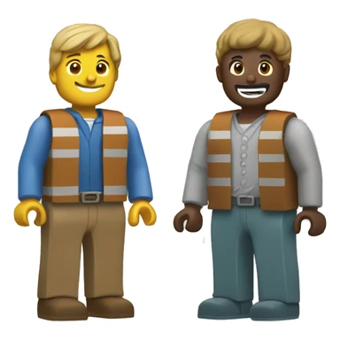 Two men playing legos  sticker