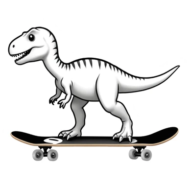 draw outline Dinosaur on a skateboard sticker