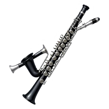 Cinematic Realistic Clarinet, deep black body with gleaming silver keys, rich warm lighting catching every intricate detail, slightly worn mouthpiece adding authenticity, glowing with a timeless and sophisticated presence. sticker