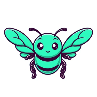 Glamorous mint green female bee with diamond-studded wings, rhinestone decorations, and glittery body sticker