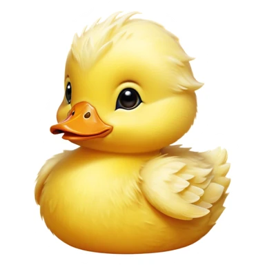 Cinematic Cute Yellow Baby Duck Portrait Emoji, Head tilted playfully and inquisitively, featuring a fluffy, vibrant yellow downy coat with a tiny delicate beak, round, sparkling eyes filled with curiosity, Simplified yet irresistibly adorable features, highly detailed, glowing with a warm, friendly glow, high shine, affectionate and spirited, stylized with a touch of playful whimsy, bright and endearing, soft glowing outline, capturing the essence of a mischievous yet loving duckling, so playful it feels like it could peep out of the screen and into your arms! sticker